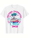 Men's T-Shirt Mother Daughter Cruise With Palm Trees Blue Ocean And Anchors Cruise