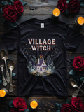 Women's T-Shirt Village Witch Night Scenery With Glowing Candles Stars And Enchanted Cottage