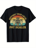 Men's T-Shirt Support Your Local Retro Glazed Vases Under Sunset Sky Pot
