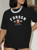 Women's T-Shirt Fdorson Crest Emblem With Stars And Bold Typography Shield