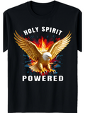 Men's T-Shirt Holy Spirit Powered Golden Eagle Soaring With Fiery Flames And Bright Light