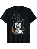 Men's T-Shirt I Play Bass For Jesus Stylized Illustration With Electric Guitar Strings Bass