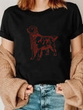 Women's T-Shirt Rustic Lines And Silhouette Forming Artistic Standing Dog