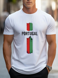 Men's T-Shirt Portugal Artistic Green And Red Vertical Design Country