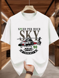 Men's T-Shirt Speed Per Hour Blue Sky Liberty Helicopter With Journey Motif