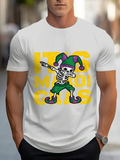 Men's T-Shirt Its Mardi Gras Dancing Skeleton With Jester Hat Colorful Costume
