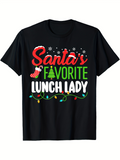 Men's T-Shirt Santas Favorite Christmas Lights With Festive Holiday Motif Lunch Lady