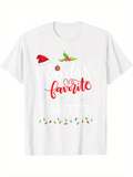 Men's T-Shirt Favorite Christmas Lights With Holly And Santa Hat T Shirt