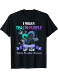 Men's T-Shirt I Wear Teal And Purple Sparkling Heart Ribbon For Suicide Prevention