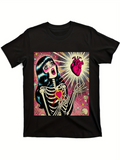 Men's T-Shirt Shining Skeleton Girl With Glowing Heart In Surreal Radiant Night Scene