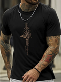 Men's T-Shirt Geometric Lines With Vintage Compass And Mysterious Sacred Elements Design