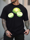 Men's T-Shirt Vivid Citrus Watercolor Style With Fresh Sliced Green Lime