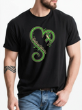 Men's T-Shirt Green Ribbon With Swirling Heart Shaped Lines And Stars