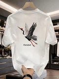 Men's T-Shirt Ferralod Artistic Wild Crane In Flight With Bold Contrasting Feather Patterns Bird