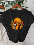 Women's T-Shirt Sunset Trails With Two Cowboys And Horses Under Cactus Sky