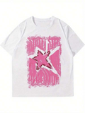 Men's T-Shirt Graffiti Painted Pink Star With Distressed Brushstroke Texture Background