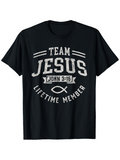 Men's T-Shirt Team Jesus John316 Lifetime Member With Christian Fish On Black T Shirt
