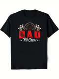 Men's T-Shirt Dad Pit Crew With Speedometer And Racing Checkered Flags T Shirt