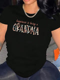 Women's T-Shirt Happiness Is Being A Grandma With Subtle Metallic Lettering Grandma