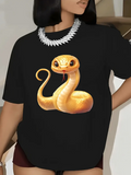 Women's T-Shirt Glossy Golden Shine Under Studio Lights Snake