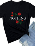 Women's T-Shirt Nothing Surrounded By Red Blossoms With Green Leaves Flower