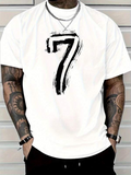 Men's T-Shirt Brushstroke Black Painted Seven Art Number Seven