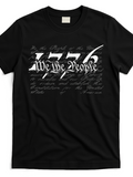 Men's T-Shirt We The People Script With Patriotic Text And Ornate Historic Number 1776