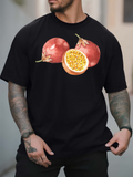 Men's T-Shirt Juicy Tropical Fruit With Cut Passionfruit On Black T Shirt
