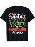 Men's T-Shirt Santas Favorite Among Snowflakes And Colorful Christmas Lights Nurse
