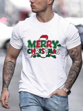 Men's T-Shirt Merry Christmas Red Santa Hat With Festive Green Holly Berries Leaves Christmas