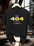 Men's T-Shirt Error 404 Bold Yellow Numbers Over Black Cotton T Shirt