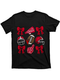 Men's T-Shirt Cheer Red Bows Football Helmets And Spirit Glove Under Glowing Lights