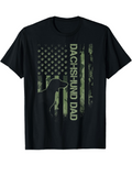 Men's T-Shirt American Flag Silhouette With Grunge Distressed Dachshund Dog Dad
