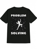 Men's T-Shirt Problem Solving With Mathematical Formulas And Climbing Human Silhouette