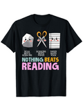 Men's T-Shirt Nothing Beats Reading With Smiling Paper Scissors And Rock