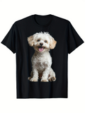 Men's T-Shirt Adorable Fluffy White Puppy Sitting With Happy Expression Dog