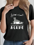 Women's T-Shirt Schrodingers Cat Paradox Equation With Relaxed Lying Cat