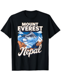 Men's T-Shirt Mount Everest Nepal Snow Capped Mountain Peaks Under Clear Blue Sky