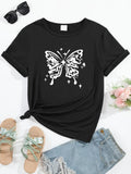 Women's T-Shirt Celestial Elements And Abstract Patterns Surrounding A Bold Butterfly