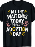 Men's T-Shirt All The Wait Ends Today With Yellow Highlights And Handprints Adoption Day