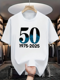 Men's T-Shirt Fiftieth Anniversary With Blue Forest Silhouette Decoration Number