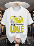 Men's T-Shirt Church Usher Spreading Love Through Acts Of Service With Praying Hands Artwork