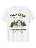 Men's T-Shirt Cabin Crew With Forest Pine Trees And Cozy A Frame Cabin