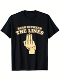 Men's T-Shirt Read Between The Lines Cheeky Hand Graphic With Gestural Humor Black Shirt