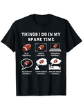 Men's T-Shirt Things I Do In My Spare Time Football Icons Table Black T Shirt