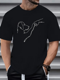 Men's T-Shirt Minimalistic Continuous Line Drawing Of Hand Petting A Dog