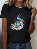 Women's T-Shirt Elegant Feathers And Colorful Jewels On Majestic Peacock