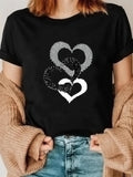 Women's T-Shirt Textured Sparkling Overlapping Hearts With Gentle Hand Drawn Effect Heart