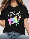 Women's T-Shirt I Am A Face Painter Cute Pastel Palette Surrounded By Yellow Stars