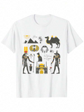 Men's T-Shirt Cultural Motifs Featuring Ancient Symbols And Desert Landscape Camel